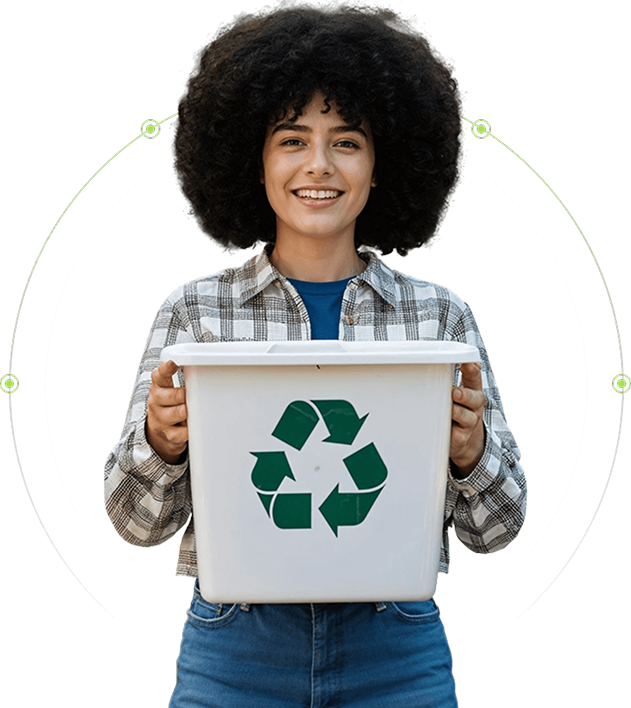 Person holding recycling symbol